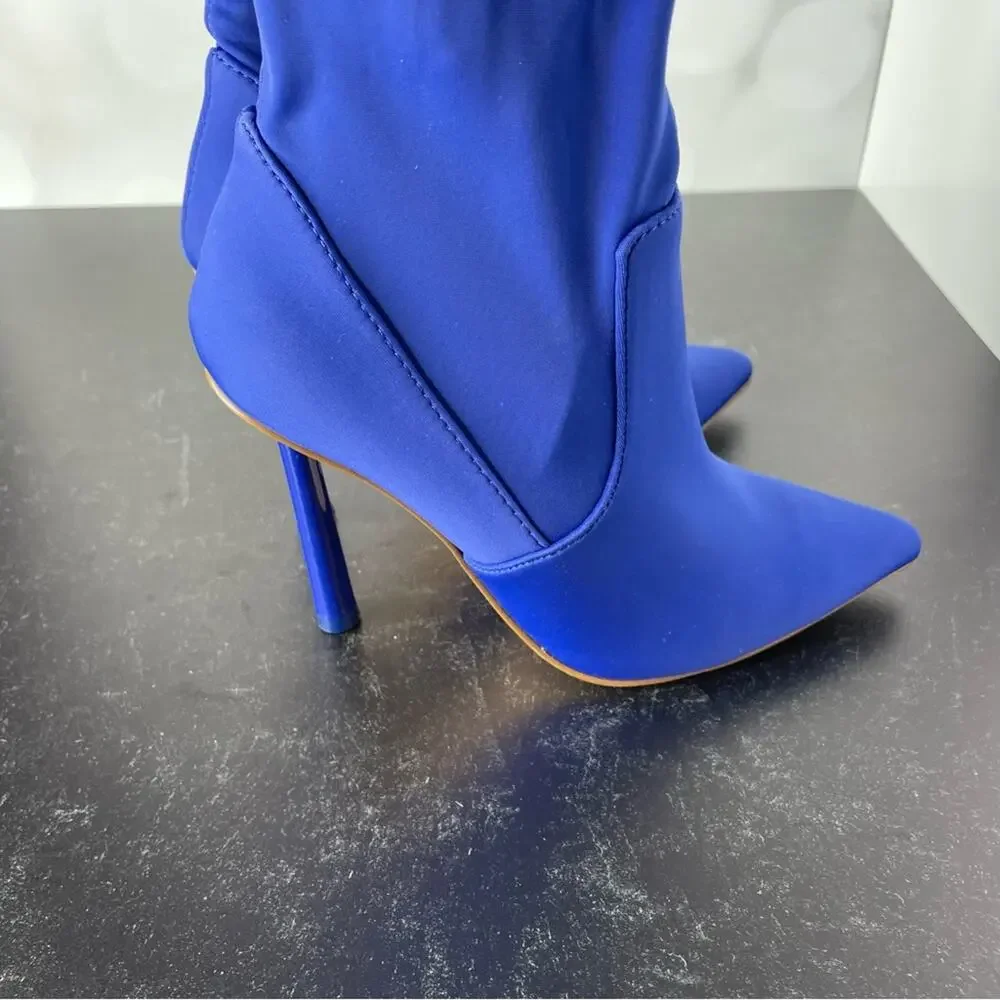 Steve Madden Vivee Womens Sequin Evening Over-The-Knee Boots Blue Sz 7